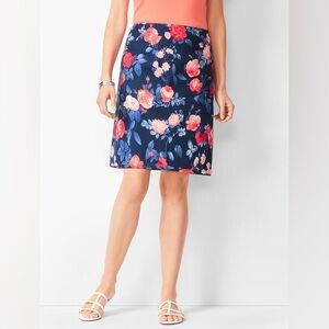 TALBOTS Plus Blue & Coral Floral Canvas A-Line Skirt | Size 20W